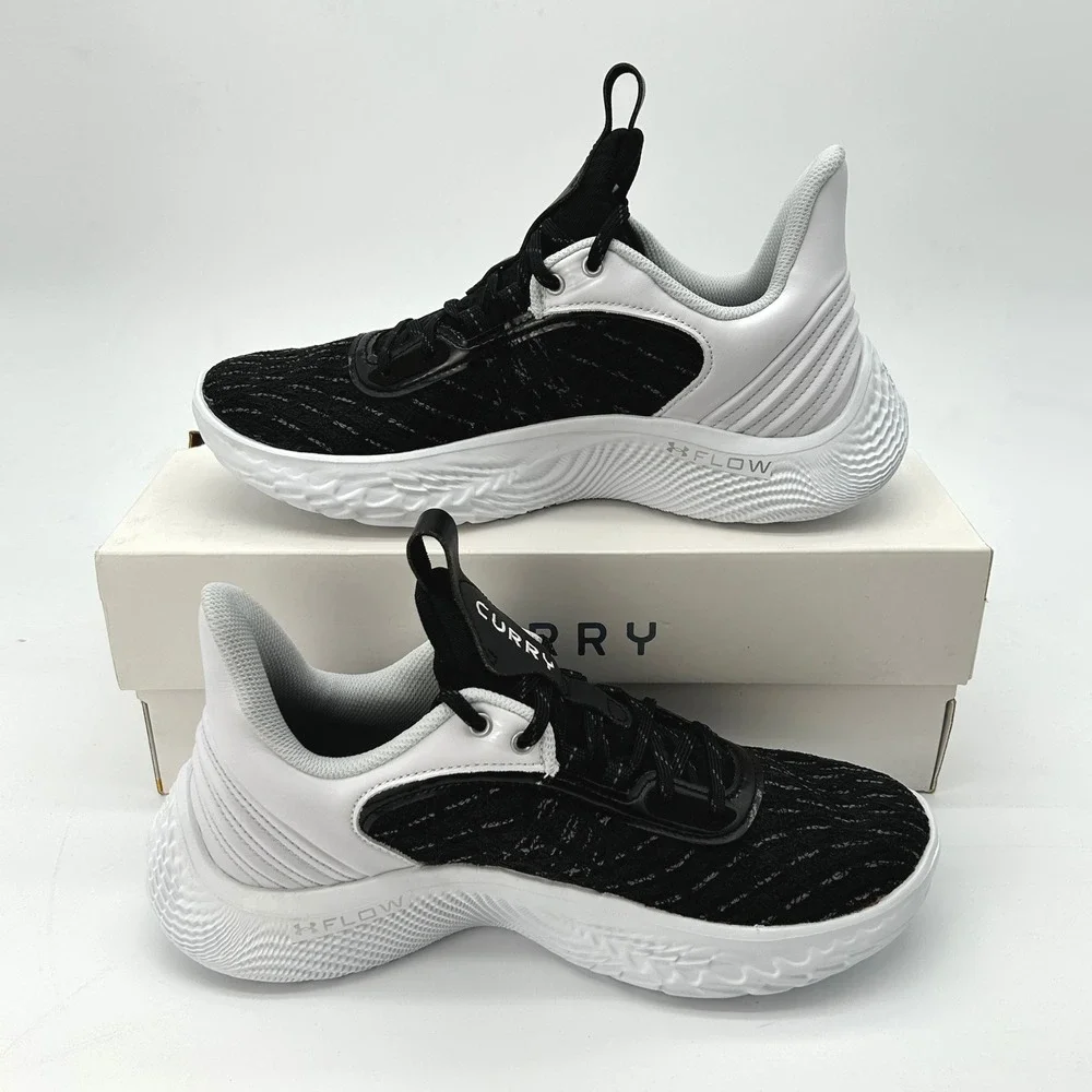 Under Armour Curry Flow 9 Basketball Shoes Size 8.5 White Black NEW 3025631-103